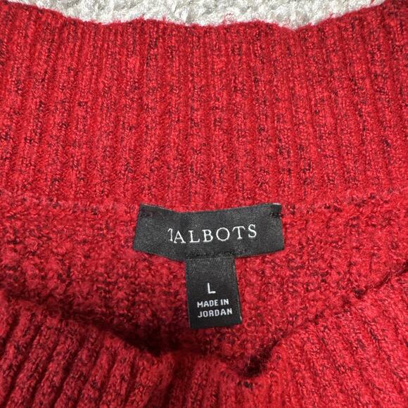 Talbots Womens Red Round Neck Long Sleeve Tight Knit Sweater Size Large - Picture 3 of 8